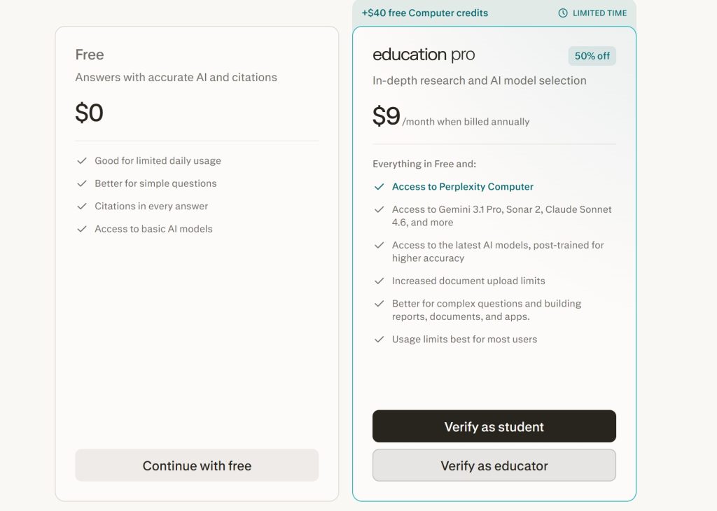 Education Pro sekitar $10 per bulan