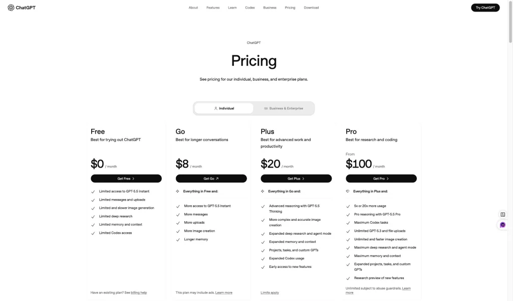 ChatGPT's paid tiers are easier to justify when you want one broad assistant for writing, coding, reasoning, and multimodal work.