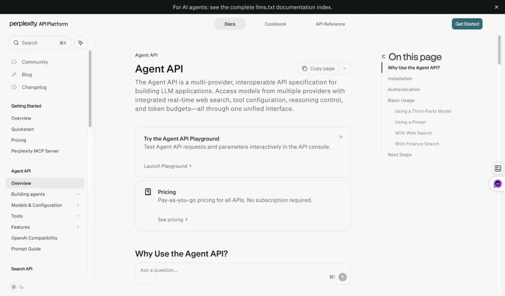 Perplexity's Agent API points to a different strength: adding answer and research behavior into developer workflows.