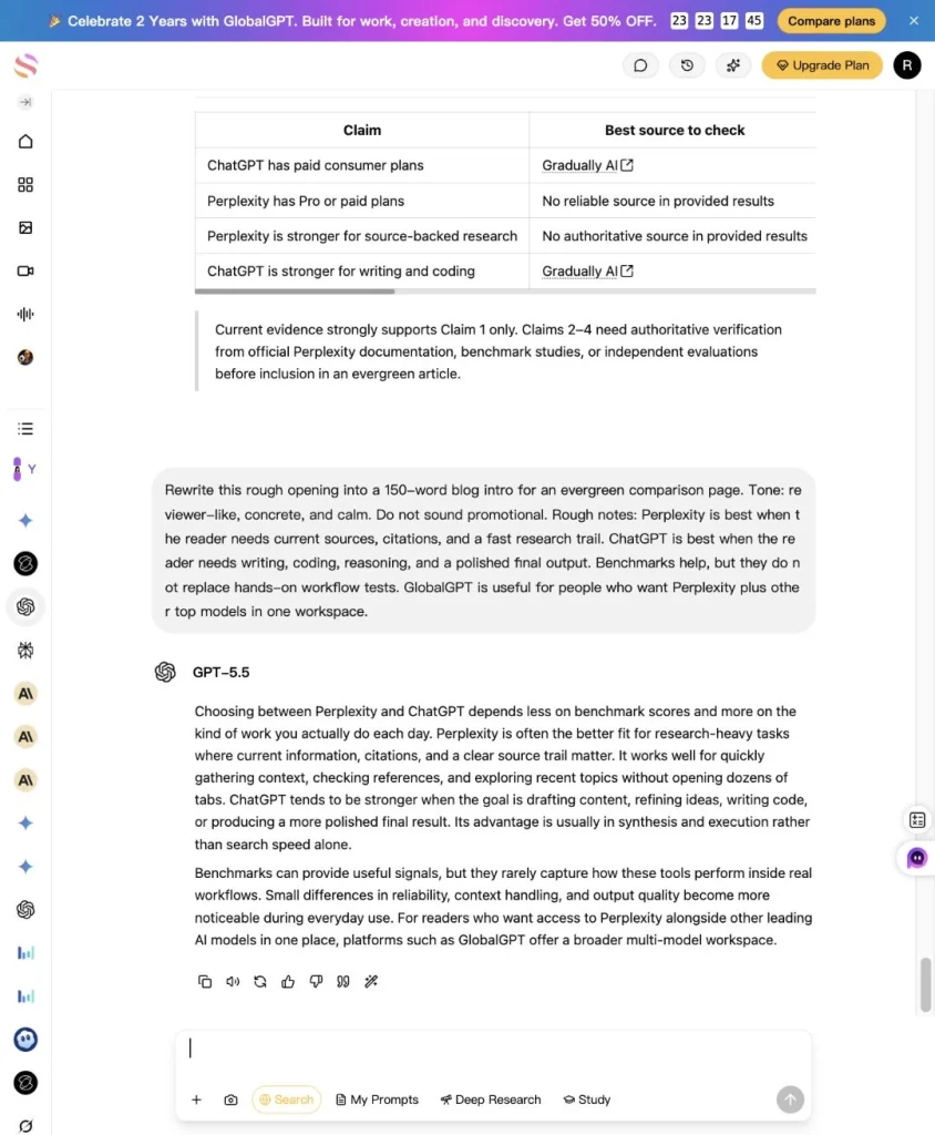 ChatGPT was easier to use when the task moved from research notes to publishable wording.