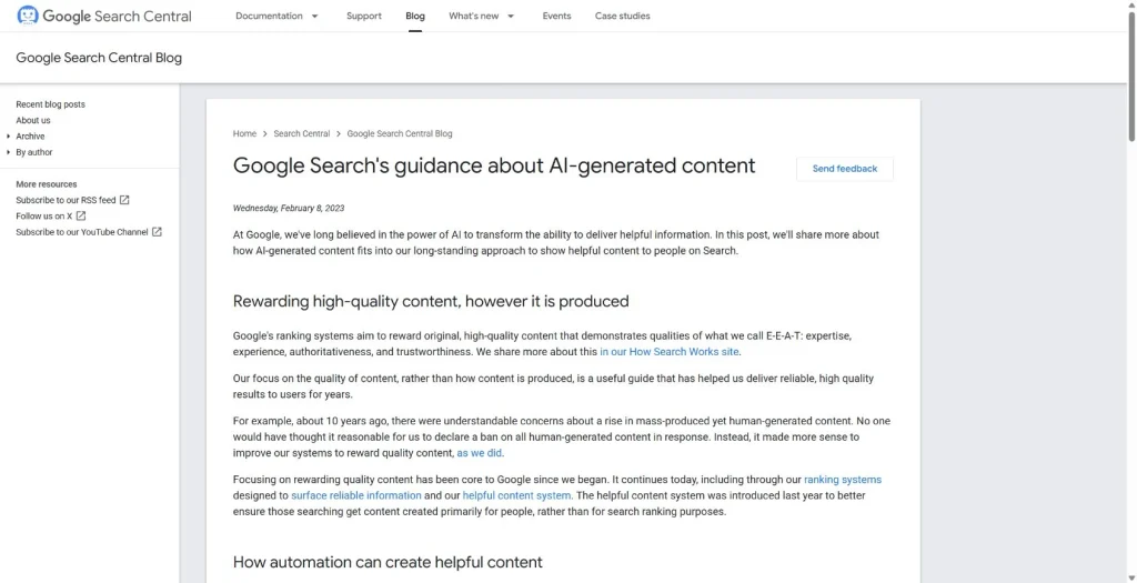 Google Search Central guidance about AI-generated content