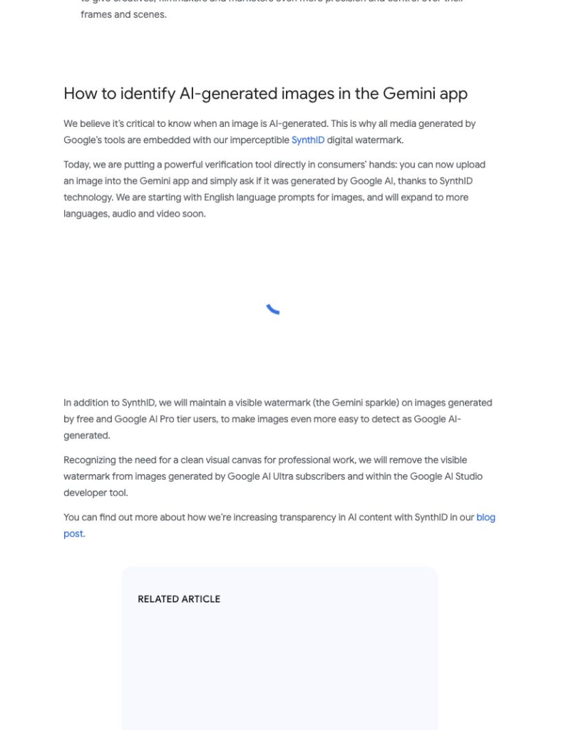 Google explains SynthID and visible Gemini sparkle watermark behavior by access tier.