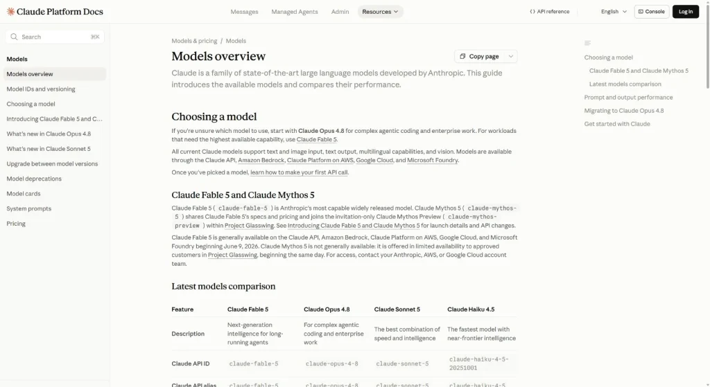 Ikhtisar model Anthropic dan Claude yang menampilkan perbandingan model Claude terbaru