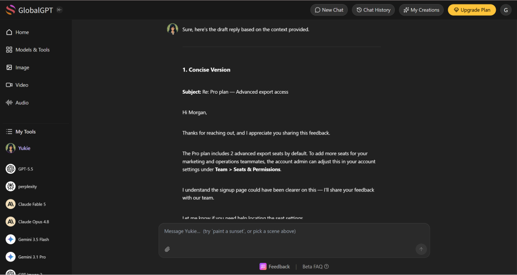 drafting customer email with concise and warm versions