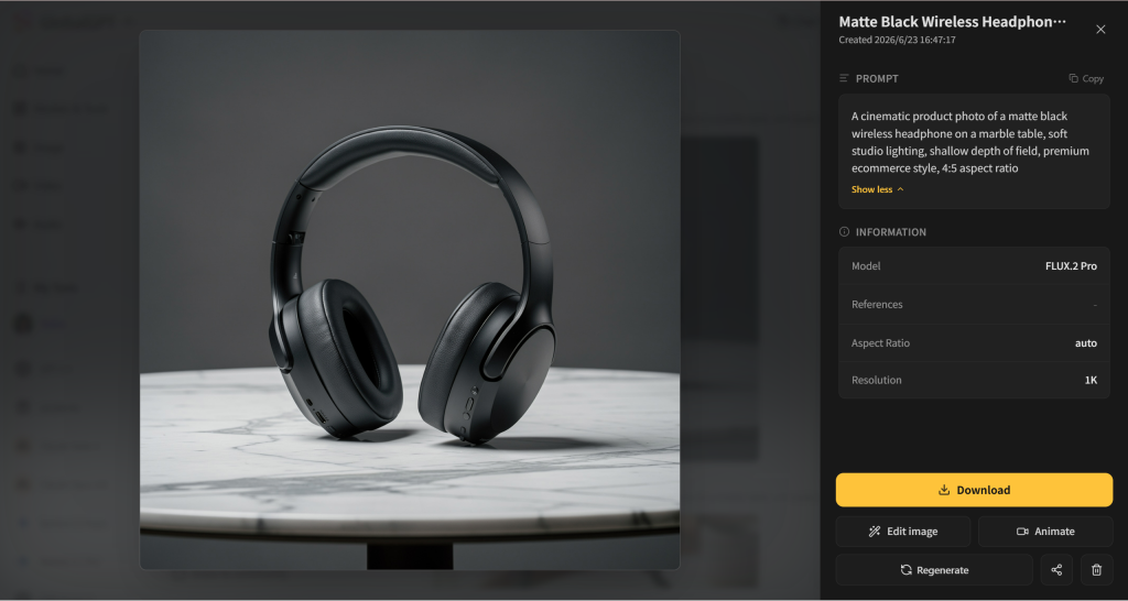 flux shows best result for product photo test.