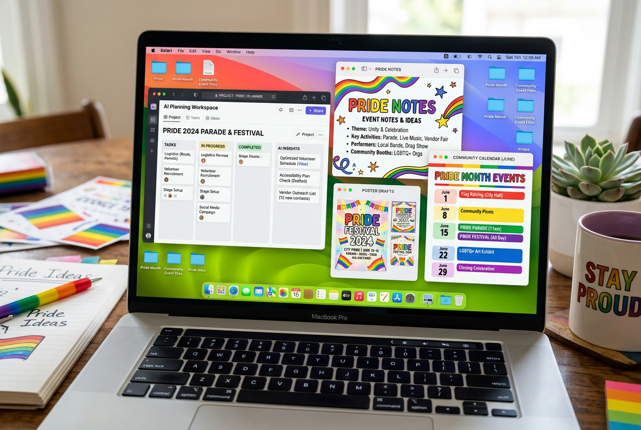 Planning creative Pride Month activities with AI tools and Pride event materials