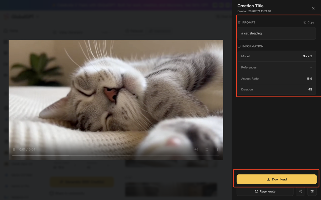 Download a Sora 2 video generated on PC