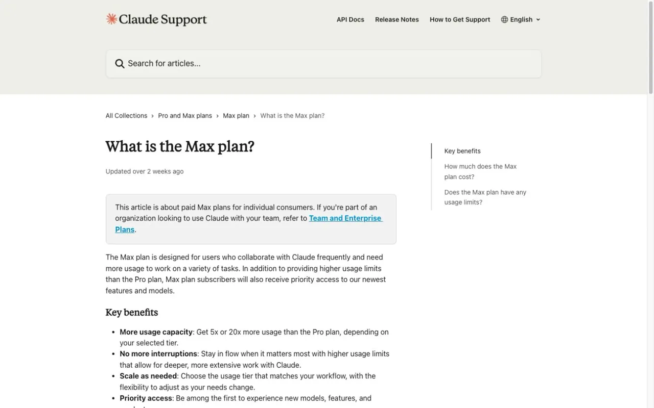 Claude Max plan page describing Max 5x and Max 20x usage capacity