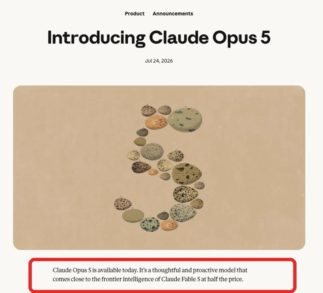 Anthropic Claude Opus 5 launch announcement
