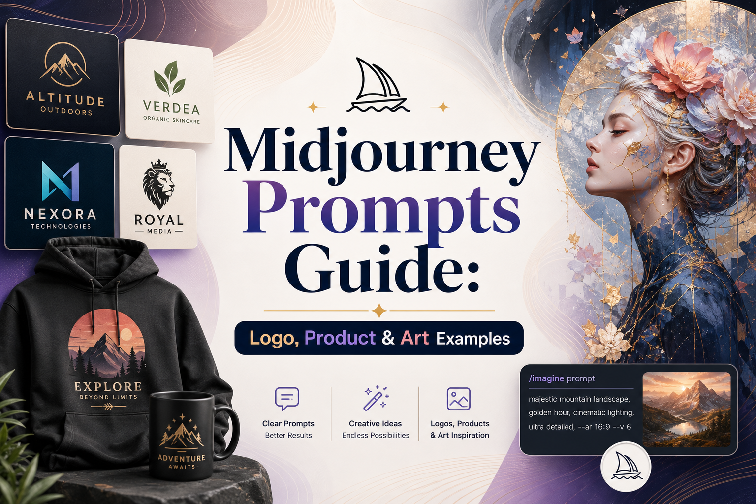 Midjourney Prompts Guide: Logo, Product & Art Examples