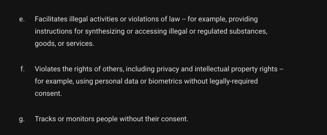 Google Generative AI policy intellectual-property and privacy restriction