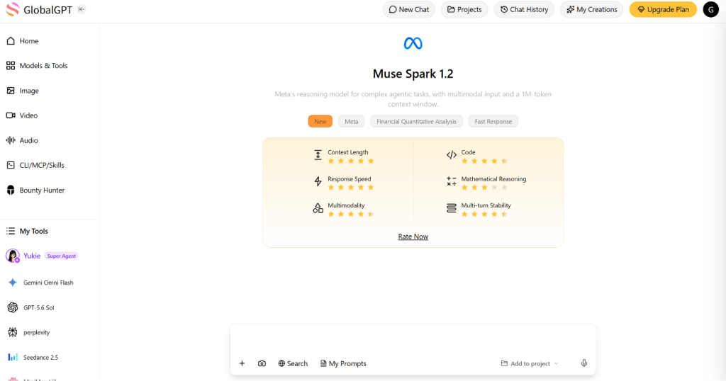 Muse spark on GlobalGPT