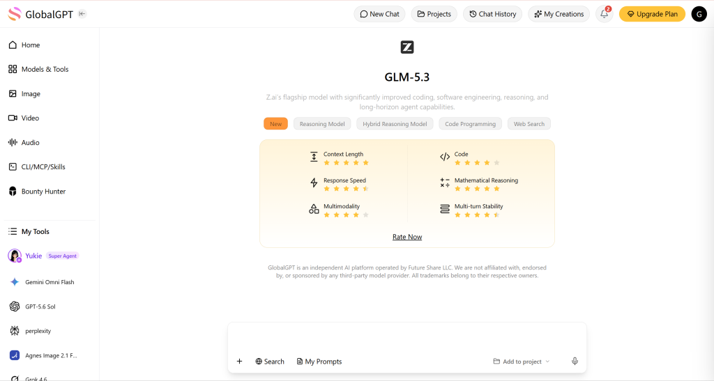 GLM-5.3 on GlobalGPT