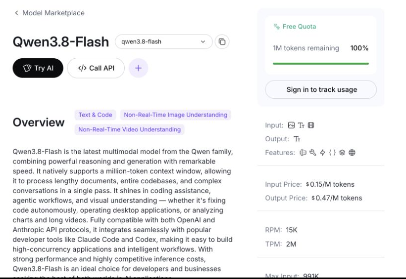 Qwen Cloud overview for Qwen3.8-Flash