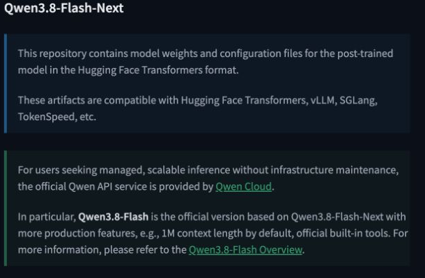 Official Qwen model card explaining Qwen3.8 Flash and Flash-Next