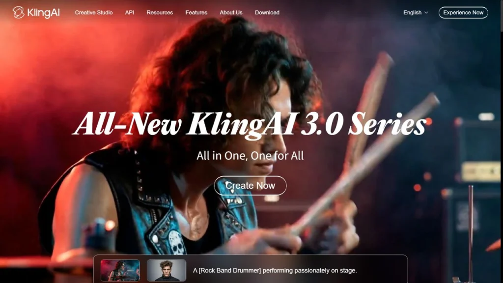 Kling AI official homepage introducing the all-new KlingAI 3.0 Series