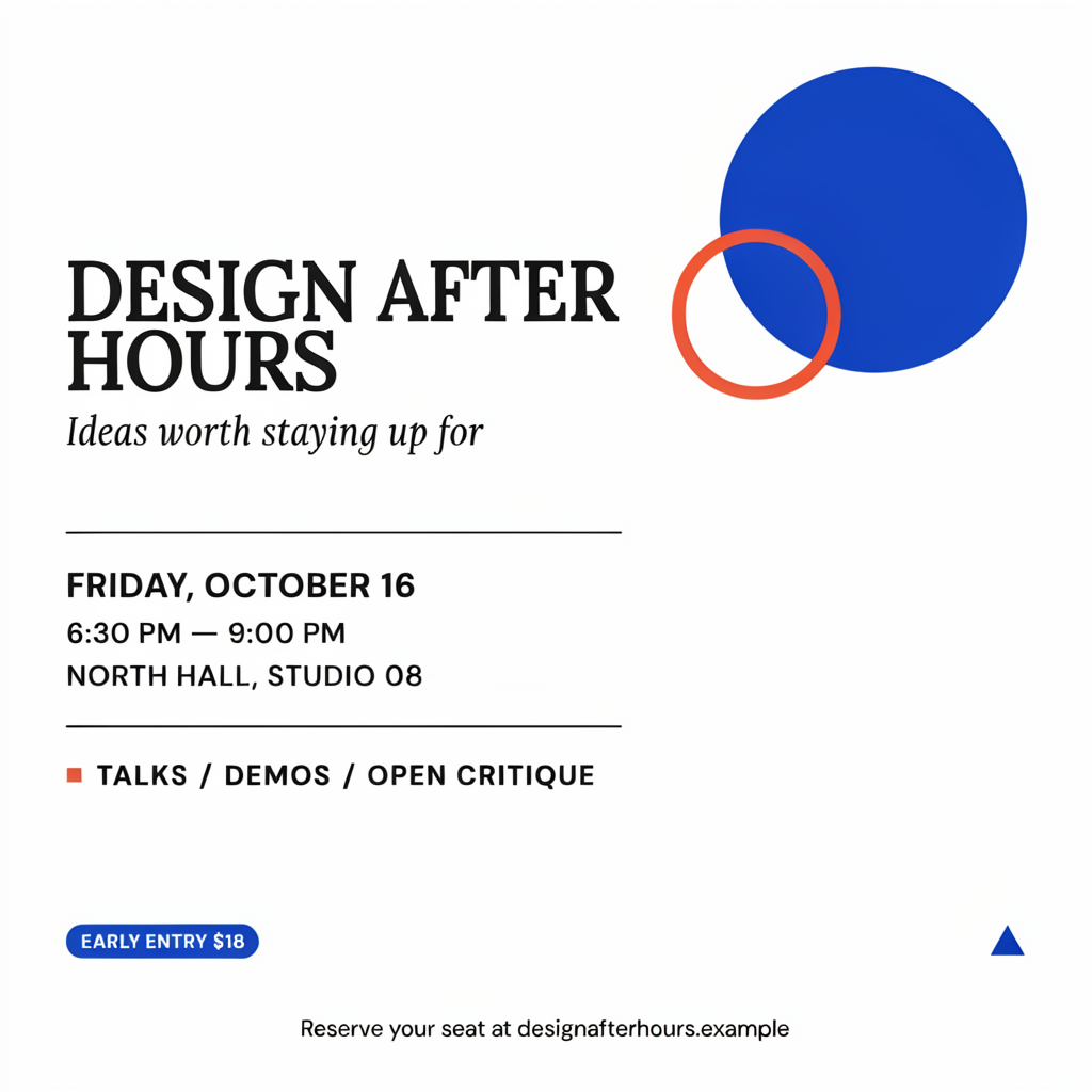 Ideogram 4.0 poster test for the fictional DESIGN AFTER HOURS event.