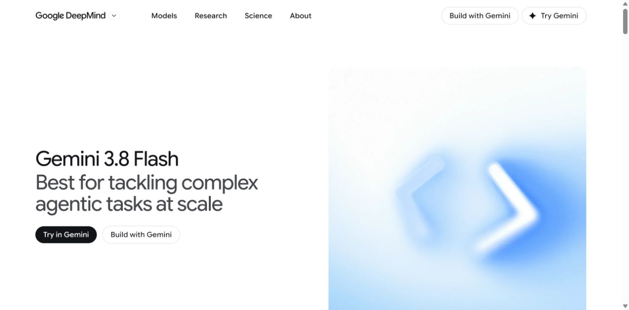 Google DeepMind official Gemini 3.8 Flash product page