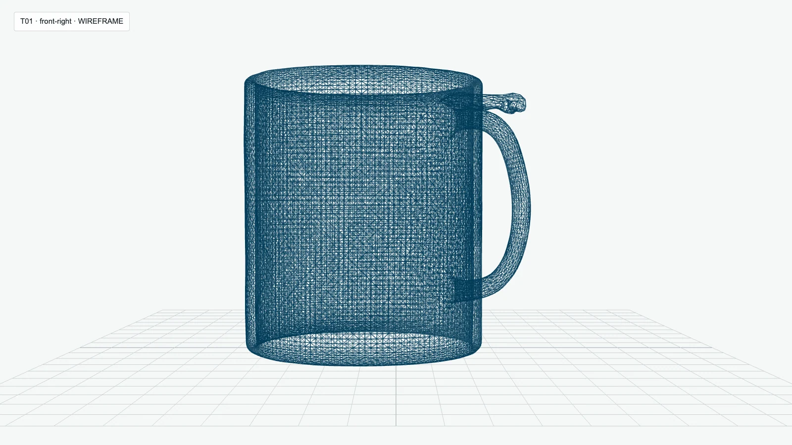 Wireframe view of the Gen-2 route mug output from the front-right