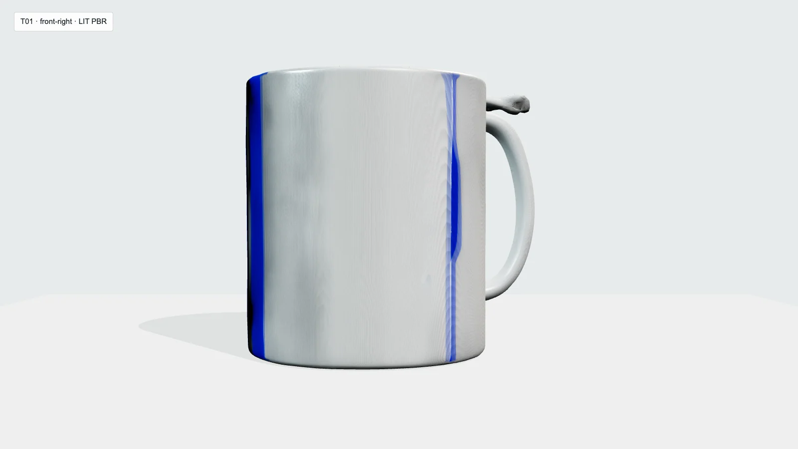 Gen-2 route mug output from the front-right with a capped top and malformed handle attachment