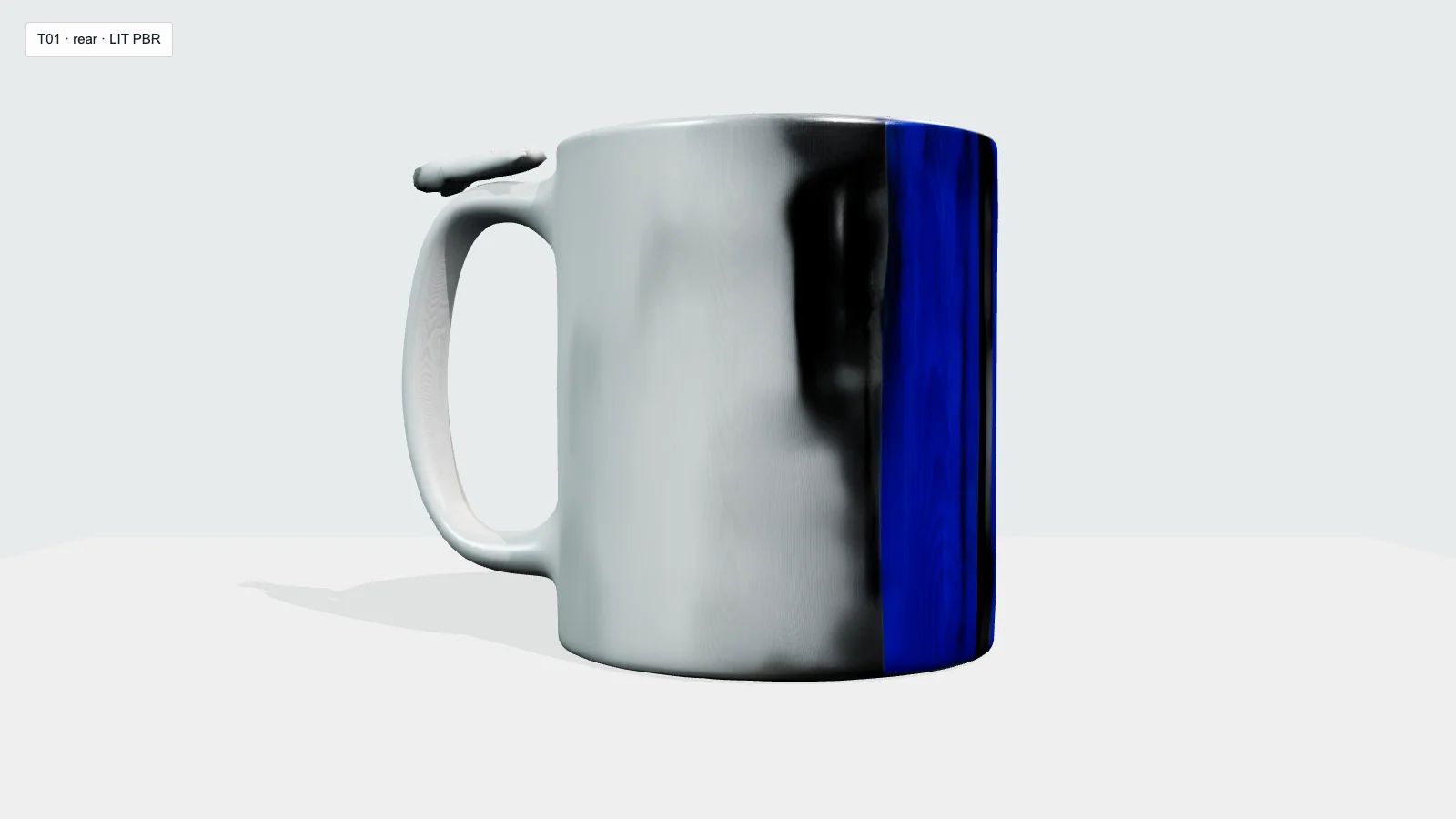 Rear view of the Gen-2 route mug output showing invented blue and black bands