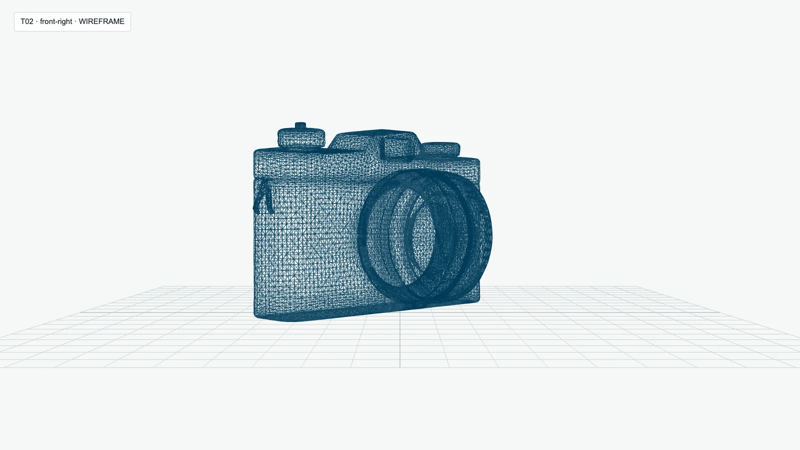 Wireframe view of the Gen-2 route camera output from the front-right