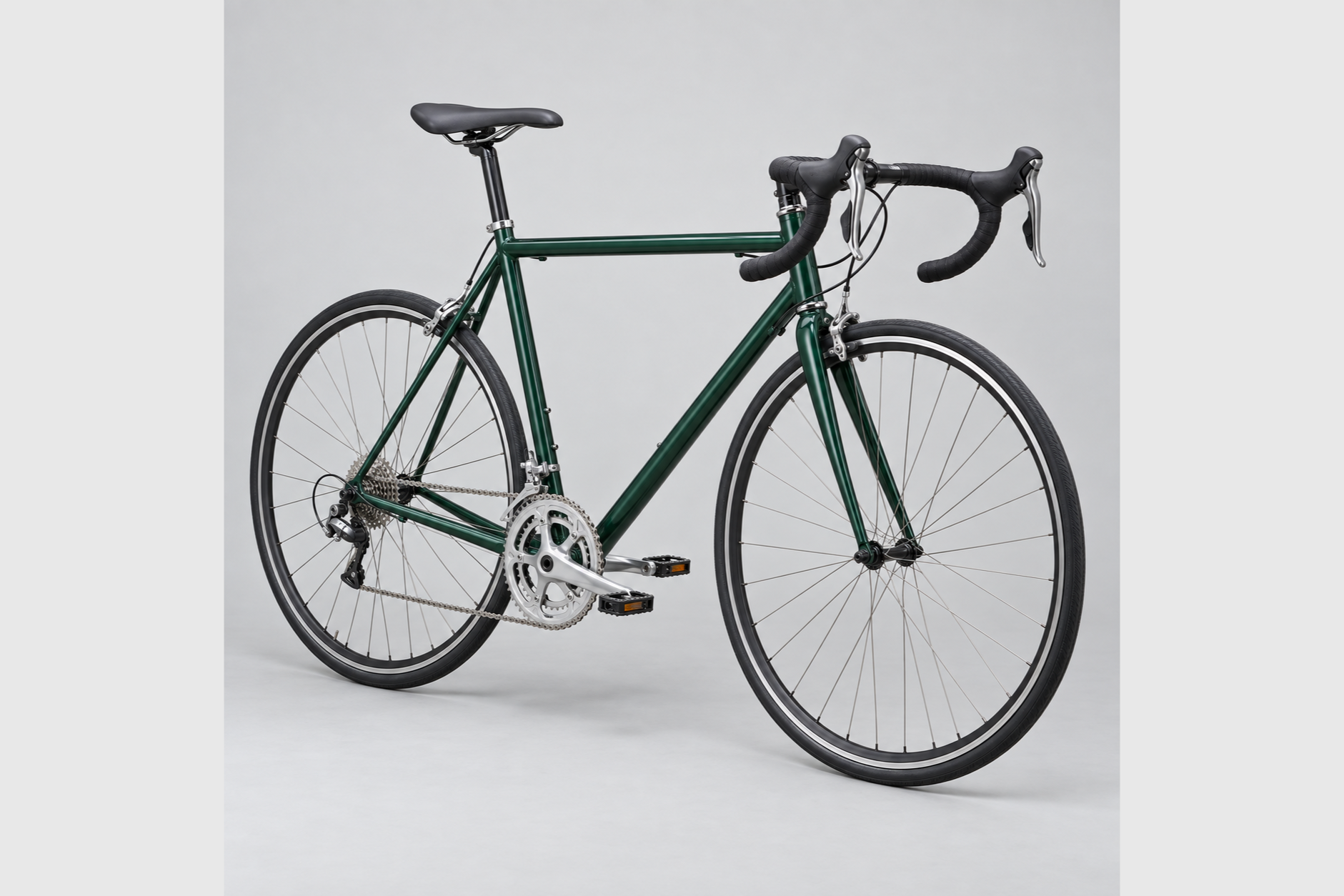 Unbranded green road bicycle used as the Gen-2 route thin-structure test input