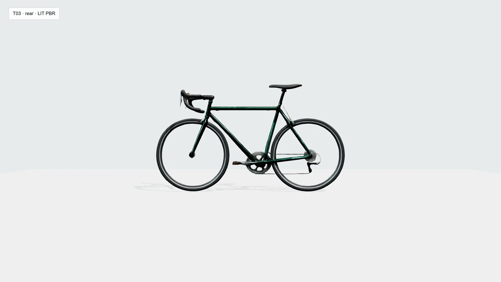 Generated rear-side view of the Gen-2 route bicycle output with malformed chain and derailleur lines