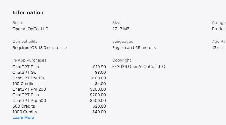 OpenAI ChatGPT 米国におけるApp Storeの定期購読価格