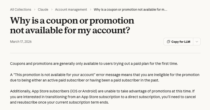 Claude promotion eligibility guidance for first-time paid subscribers