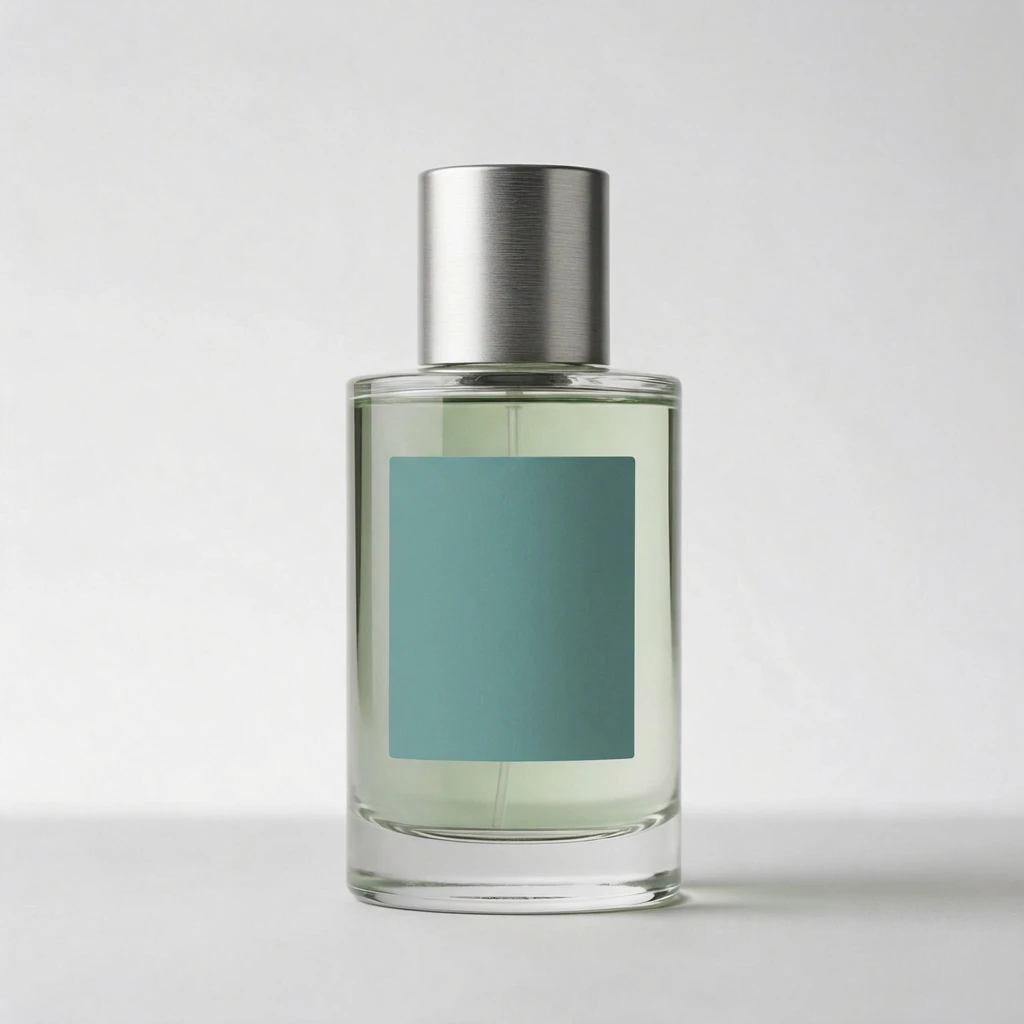 Nano Banana 2.1 local edit with the original bottle framing and a blank teal label showing a light-to-dark gradient