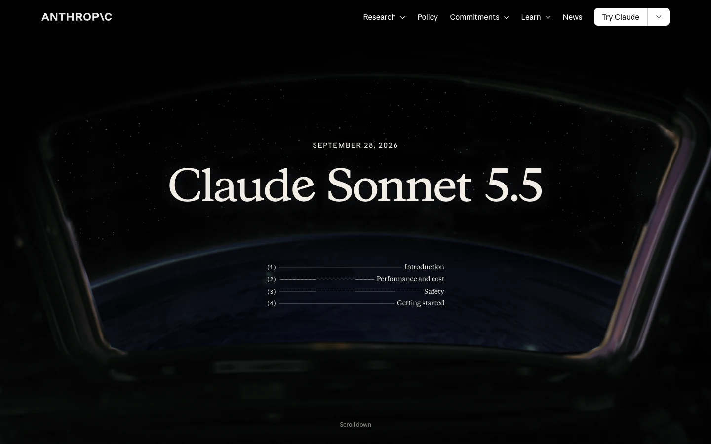 Anthropic announces Claude Sonnet 5.5 on September 28, 2026.
