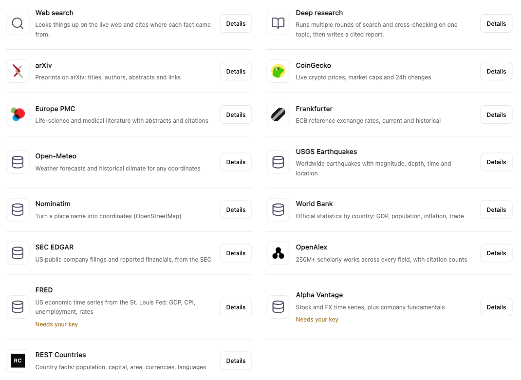 The Data sources directory in GlobalGPT Yukie